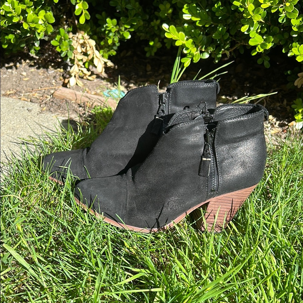 rag and bone Black Ankle Boots with Stacked Heel